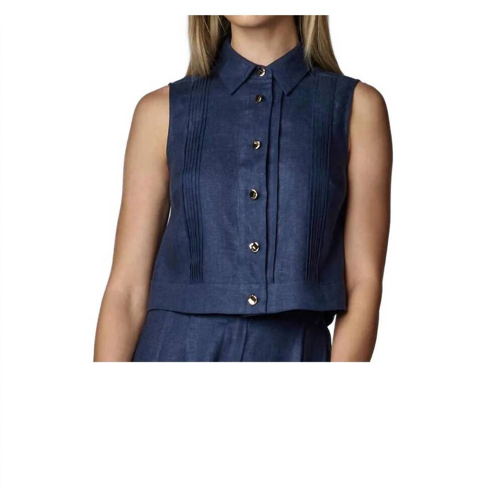 NEW HEVRON vera sleeveless top in indigo